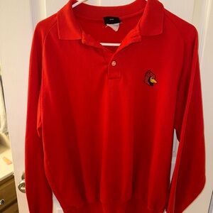 Red Long Sleeve Polo Top